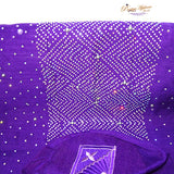 Purple Embelished with Stones New Design Aso Oke African Nigerian Gele Ipele Men Fila Cap Veil Bridal Set