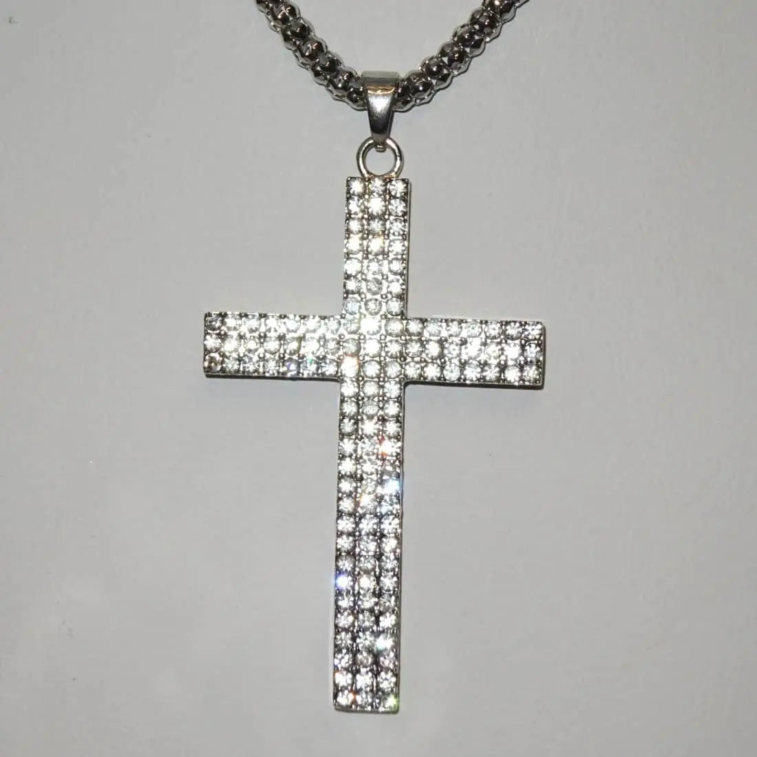 Crystal Cross Long Chain Silver Necklace – PrestigeApplause Jewels