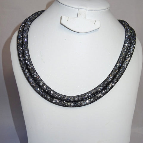 Elegant Black Long Versatile Styling Swarovski Element Crystal Choker Necklace Jewellery