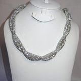 Long Silver Made with Swarovski Element Stardust Crystal Necklace Magnetic Clasp