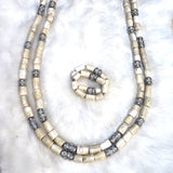 His Emperor Majesty Oba King Extra Long 100% Traditional White Coral Beads African Nigerian Embelished Necklace Set