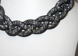Elegant Black Braided Swarovski Element Crystal Choker Necklace Bracelet Jewellery