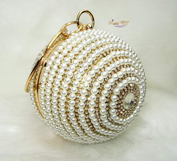 Off White Cream Beads Ball Evening Party Cocktail Clutch Purse handbag