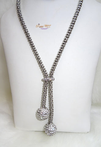 Crystal Balls Silver Necklace Jewellery Gift Ladies