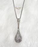 Crystal Tear Drop Silver Long Necklace Jewellery Gift Ladies