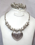 Retro Love Heart Unique Style Vintage Style Silver Necklace Bracelet Jewellery