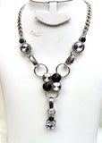 Beautiful Silver with Black Crystal Necklace Jewellery Gift Ladies