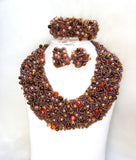 Detailed Mixed Brown Bold Beautiful PrestigeApplause Unique Bead Jewellery Set