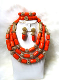 Beautiful Bold Coral Ethnic Bridal wedding  Necklace African Coral Jewellery - PrestigeApplause Jewels 