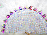Beautiful Bold White Feather Embelished with Silver Accessory Bridal Wedding Party Hand fan