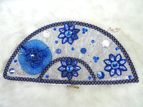 Royal Blue Simple Bridal wedding African Traditional engagement hand fan - PrestigeApplause Jewels 