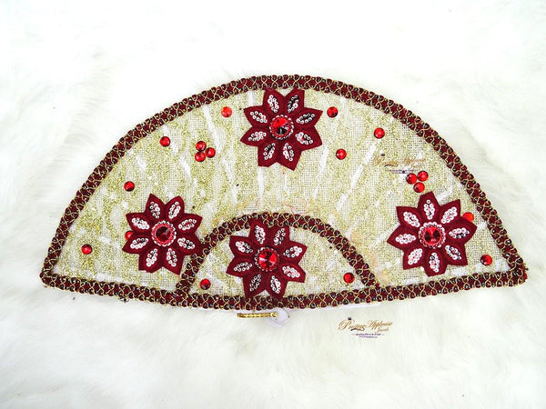 Red Simple Bridal wedding African Traditional engagement hand fan - PrestigeApplause Jewels 