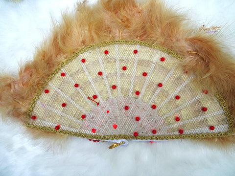 Beautiful Detailed Champagne Gold Hand fan with Red Pearls wedding African Traditional engagement Beautiful Detailed Champagne Gold Hand fan with Red Pearls wedding African Traditional engagement