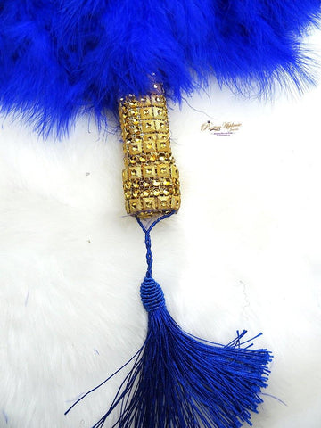 Royal Blue New Design Round Shape New Style Feather Bridal wedding engagement Handfan