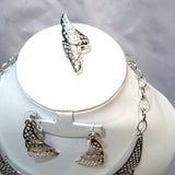Beautiful Design Dubai High Quality Silver Necklace Jewellery Set - PrestigeApplause Jewels 