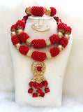 Elongated Beautiful Mixed Traditional Red Coral Style Beads Necklace Set