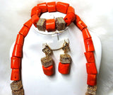 PrestigeApplause Unisex Original Tradition Coral Party Bride Groom Necklace Bracelet Jewellery Set
