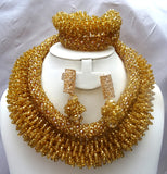 Latest Gold African Nigerian Wedding Beads Design Jewellery Set