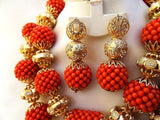 PrestigeApplause Unique Beautiful Traditional Coral Balls Style Beads Necklace African Nigerian Celebrant Bridal Set
