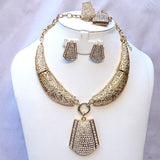 Beautiful Twisted Gold plated Costume Jewellery Party Wedding Bridal Set - PrestigeApplause Jewels 