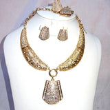 Beautiful Twisted Gold plated Costume Jewellery Party Wedding Bridal Set - PrestigeApplause Jewels 