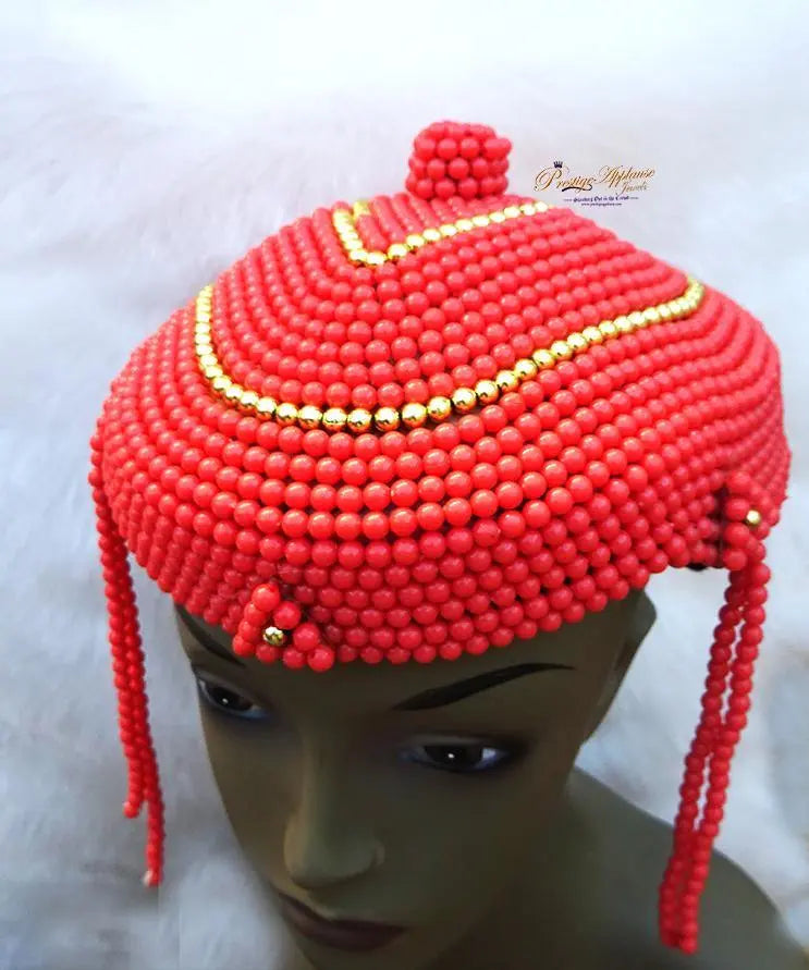 PrestigeApplause Jewels Nigerian Edo Ibo Coral Crown Cap Wedding Bridal ...