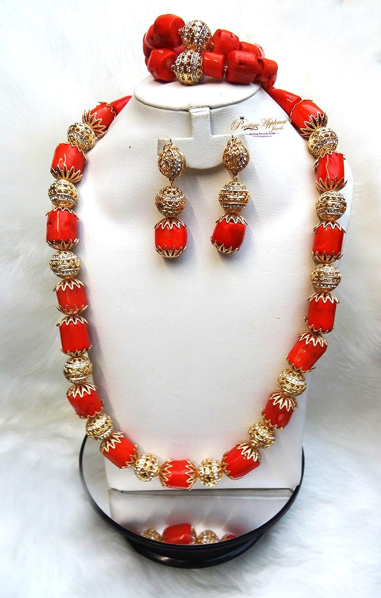 New Designs Traditional Original Coral Wedding Beads Necklace Jewellery Set  – PrestigeApplause Jewels