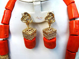 Celebrant Beautiful Real Traditional Coral African Necklace Jewellery Set - PrestigeApplause Jewels 
