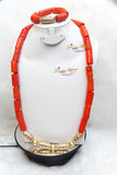 Beautiful Real Traditional Coral Men Groom African Necklace Jewellery 2-Ways Set - PrestigeApplause Jewels 