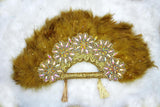 Lates Design Gold Feather Embelished Handbag Bridal Wedding Party Hand fan - PrestigeApplause Jewels 