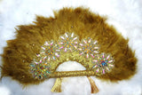 Lates Design Gold Feather Embelished Handbag Bridal Wedding Party Hand fan - PrestigeApplause Jewels 