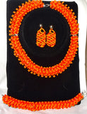 Orange African Beads Party Jewelry Set