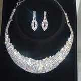 Silver Sparkling Bridal Cocktail Party Necklace Earring Jewellery Set