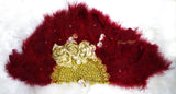 Maroon Dark Red Gold Hand fan wedding African Traditional engagement hand fan