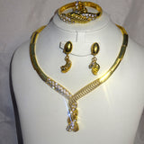 Twisted Gold plated Costume Jewellery Party Wedding Bridal Set