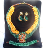 Yellow & Orange New Design African Beads Necklace Party Bridal Jewellery Set
