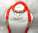 PrestigeApplause Men Women Coral Beads African Nigerian Embelished Necklace Jewellery Set - PrestigeApplause Jewels 