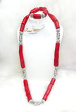 Traditional Men Women Unisex Red Coral Beads African Nigerian Embelished Necklace Jewellery Set - PrestigeApplause Jewels 