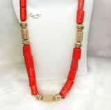 Traditional Men Women Unisex Coral Beads Embelished Necklace Jewellery Set