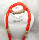 Traditional Men Women Unisex Coral Beads Embelished Necklace Jewellery Set - PrestigeApplause Jewels 