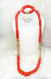 Traditional Men Women Unisex Coral Beads Embelished Necklace Jewellery Set