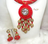 Beautiful Red Gold Cuff Beads Jewellery Necklace Set (Copy) - PrestigeApplause Jewels 