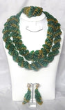 Latest Design Green Gold Drum Design African Beads New Style Bridal Party Wedding Set