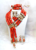 Celebrant 2019 PrestigeApplause Beautiful Real Traditional Bridal Wedding 2/3 Layers Traditional Coral African Nigerian Necklace Jewellery Set