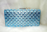Sparkly Diamante Encrusted Shiny Women Evening Bag Clutch Party Wedding Handbags Blue/Silver - PrestigeApplause Jewels 