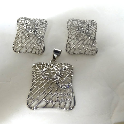 New Design Silver Plated Earring & Pendant Jewellery Set