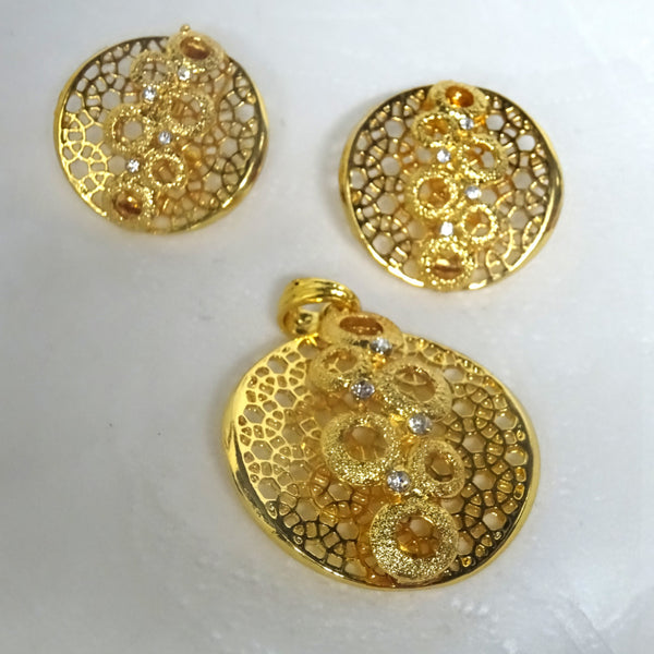Latest Design Gold Plated Fashion Earring & Pendant Jewellery Set