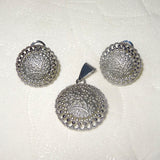 New Design Silver Plated Round Shape Earring & Pendant Jewellery Set