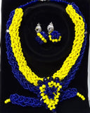 Blue & Yellow Beads New Design African Beads Bridal Wedding Party Jewelry Set - PrestigeApplause Jewels 