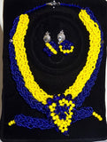 Blue & Yellow Beads New Design African Beads Bridal Wedding Party Jewelry Set - PrestigeApplause Jewels 